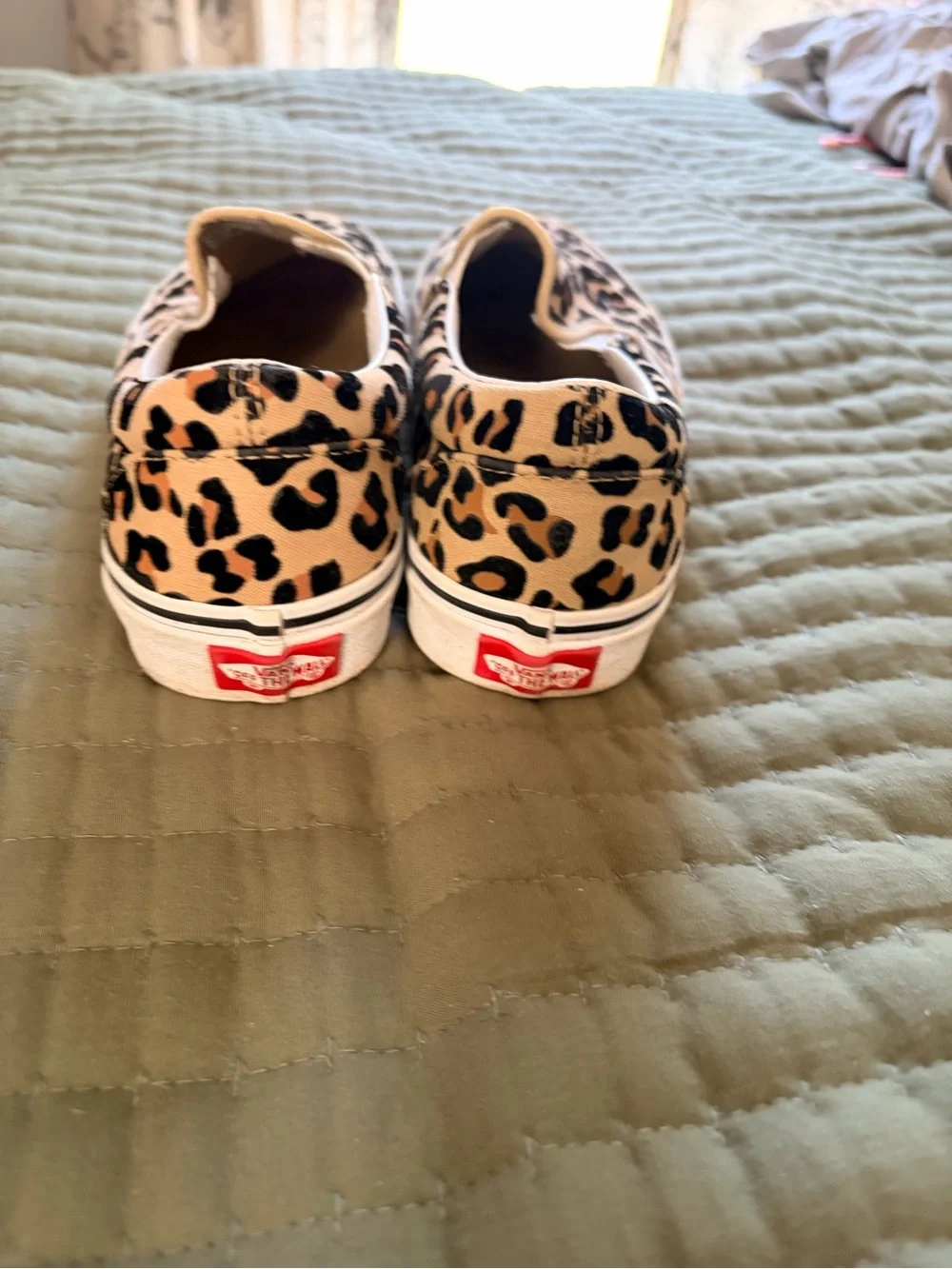 Vans Classic Slip-On Leopard Print Sneakers - Tan/Black